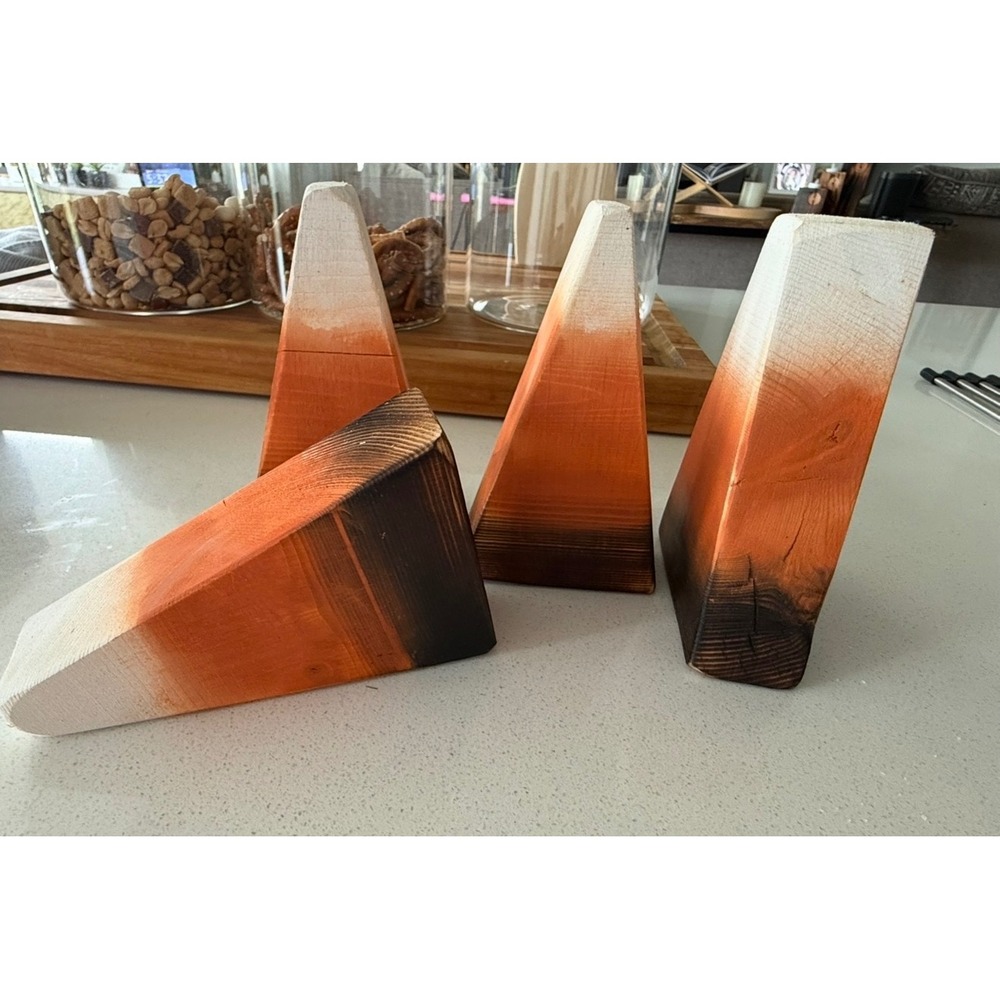 4pc Handmade Wooden Candy Corn Blocks Rustic Fall Autumn Decor Tiered Tray Decor
